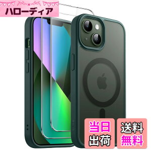 �y���������zJETech 3 in 1 iPhone 13 mini 5.4 �C���`�p �}�O�l�b�g �P�[�X 2�������K���X�t�B�����t�� MagSafe�Ή� �������}�b�g�o�b�N �ϏՌ��X�}�z�J�o�[ (�_�[�N�O���[��)