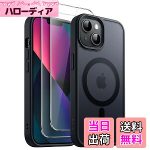 �y���������zJETech 3 in 1 iPhone 13 mini 5.4 �C���`�p �}�O�l�b�g �P�[�X 2�������K���X�t�B�����t�� MagSafe�Ή� �������}�b�g�o�b�N �ϏՌ��X�}�z�J�o�[ (�u���b�N)