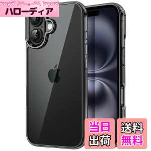 �y���������zJETech iPhone 16 Plus 6.7�C���`��p �P�[�X ���΂݂Ȃ� �Ռ��z�� �o���p�[�J�o�[ �����h�~ �N���A�o�b�N (�u���b�N)