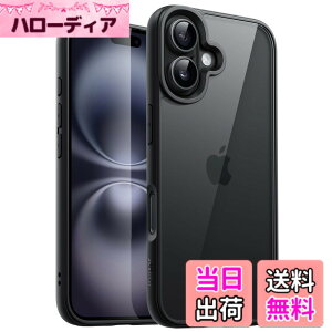 �y���������zJETech iPhone 16 Plus 6.7�C���`�p �P�[�X �ϏՌ��X�}�z�o���p�[�J�o�[ �\���b�h�J���[ �}�b�gTPU�t���[�� �����h�~ �N���A�o�b�N (�u���b�N)