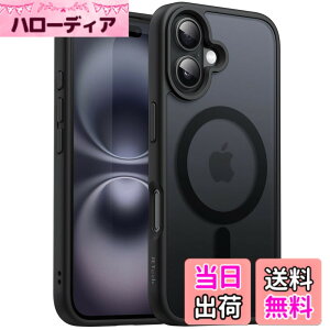 �y���������zJETech iPhone 16 Plus 6.7�C���`�p �}�O�l�b�g �P�[�X MagSafe�ɑΉ� �������̃}�b�g�w�� ���^ �ϏՌ� �J�o�[ (�u���b�N)