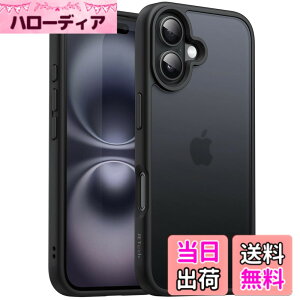 �y���������zJETech iPhone 16 Plus 6.7�C���`�p �}�b�g�P�[�X �ϏՌ����~���^���[�O���[�h�̗����ی� ������̔������w�� �X�}�z�J�o�[ �w��h�~ (�u���b�N)