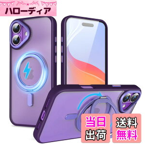 �y���������zQUEASON�yiPhone 16Plus �p MagSafe�Ή� �P�[�X�z360°��]�X�^���h ���C�����X�[�d�Ή� ��phone16plus �p �P�[�X �����O�t�� �ČRMIL�K�i iphone16�v���X �p �X�}�z�P�[�X �������� �����h�~ phon