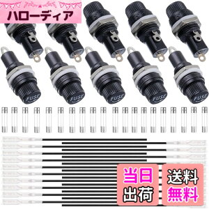 �y���������zXiatiaosann 10�� �p�l���}�E���g�q���[�Y�z���_�[ 5X20mm 250V AC 10A 125V AC 15A �u���b�N �X�N�����[�L���b�v�q���[�Y�z���_�[ 10A/15A ���f�q���[�Y�t�� 18AWG�[�q�P�[�u�� ���W�I�����X�e