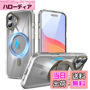 �y���������zQUEASON�yiPhone 16Plus �p MagSafe�Ή� �P�[�X�z360°��]�X�^���h ���C�����X�[�d�Ή� ��phone16plus �p �P�[�X �����O�t�� �ČRMIL�K�i iphone16�v���X �p �X�}�z�P�[�X �������� �����h�~ phon