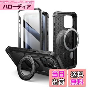 �y���������zDexnor iPhone 15 Pro Max�p MagSafe�Ή��P�[�X [��ʕی�t�B�����������X�^���h�@�\] �R�p�K�i �ϏՌ� �����ی�J�o�[(�u���b�N)