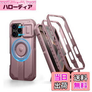 �y���������zDexnor iPhone 16 Pro�p �}�O�l�b�g�P�[�X - �X���C�h���J�����J�o�[&�����\�L�b�N�X�^���h&������ʕی�t�B�����t�� �ϏՌ� �w�r�[�f���[�e�B �P�[�X(�s���N)