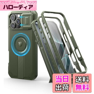 �y���������zDexnor iPhone 16 Pro�p �P�[�X - �X���C�h���J�����J�o�[�������\�L�b�N�X�^���h�t�� �}�O�l�b�g���ϏՌ� �w�r�[�f���[�e�B �v���e�N�e�B�u�J�o�[(�O���[��)