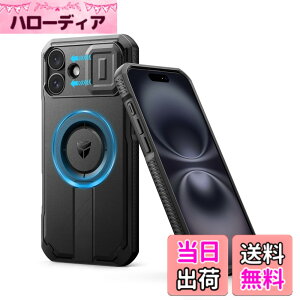 �y���������zDexnor iPhone 16 Plus�p �P�[�X - �X���C�h���J�����J�o�[�������\�L�b�N�X�^���h�t�� �}�O�l�b�g���ϏՌ� �w�r�[�f���[�e�B �v���e�N�e�B�u�J�o�[(�u���b�N)