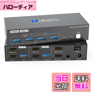�y���������zKVM�X�C�b�`HDMI 2����2�o�́CUSB 3.0 KVM �ؑ֊�p�\�R��2�䃂�j�^�[2��؂�ւ��C4K@60Hz�p�\�R���ؑ֊�ɂ�4�{USB�|�[�g���L�L�[�{�[�h�ƃ}�E�X �v�����^�[/�X�L���i�[�C���܂��v�b