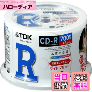 �y���������zTDK �f�[�^�pCD-R 700MB 48�{���Ή� �z���C�g���C�h�v�����^�u�� 50���X�s���h�� CD-R80PWDX50PA �F�F�Ԋ��F