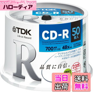 �y���������zTDK �f�[�^�pCD-R 700MB 48�{���Ή� �z���C�g���C�h�v�����^�u�� 50���X�s���h�� CD-R80PWDX50PE