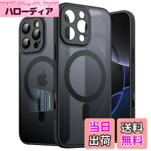 �y���������zJETech iPhone 16 Pro / 16 Pro Max �p �}�O�l�b�g�P�[�X �J�����R���g���[���{�^�� MagSafe�ɑΉ� �������̃}�b�g�w�� ���^ �ϏՌ� �t�H���J�o�[ �F�F�u���b�N�`�^�j�E���A�T�C�Y�FiPhone 16