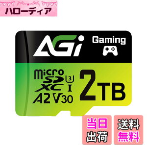 �y���������zAGI 2TB �}�C�N��sd�J�[�h Switch����m�F�� Full HD & 4K A2 (�ǂݏo�����x�ő�170MB/s�A�������ݑ��x�ő�160MB/s) �A�_�v�^�t�� U3 V30 UHS-I TF138 microSD�J�[�h �F�F�O���[���A�T�C�Y�F2TB