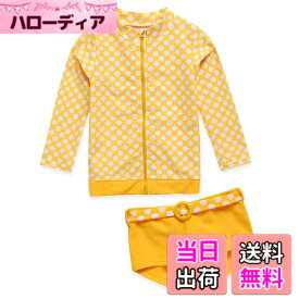 【送料無料】[Vaenait Baby] 18ヶ月-7歳 水着 ツーピース 男の子 子供 キッズ 水着 ボイス上下セット スイムウェア ラッシュガード 長袖ラッシュガード 短パン 紫外線対策 女児 幼稚園 保育園 Kids Swimwear 色：A03-Ocean Dot_Yellow、サイズ：XL