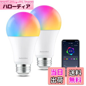 �y���������z�yCompatible with Alexa�F��zSwitchBot LED�d�� �X�}�[�g���C�g Alexa �X�}�[�g�z�[��-�X�}�[�g�d�� E26 �X�C�b�`�{�b�g�������F �L�z�� 800lm 60W�`���� �d���F�E�����F�Ή� RGBCW�}���`�J��