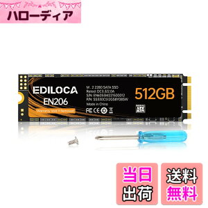 �y���������zEDILOCA EN206 SSD M.2 2280 SATA III 6Gbps �����^SSD �T�C�Y�F512GB