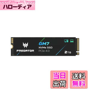 �y���������zAcer Predator M.2 SSD GM7 NVMe1.4 2280 PCIe Gen4x4 ������(�ő�ǂݎ��F7400MB/s�A�ő发�����݁F6500MB/s) ����SSD ���ϋv 3D NAND TLC PS5/PS5 Pro����m�F�ς� ���[�J�[5�N �T�C�Y�F2TB