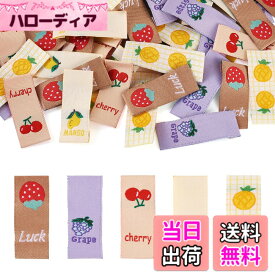 【送料無料】Beadthoven DIYの縫製タグ 衣類ラベル カラフル 刺繍タグ 布タグ 矩形 英文柄 Handmade 裁縫ラベル 織物クラフトラベル タグラベル ラミネート 名前シール ネームラベル DIY 手芸 色：果物パターン#5種#約100枚、サイズ：約長さ37~38mm、幅15mm、厚さ0.5mm