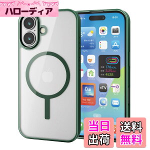 �y���������z�G���R�� iPhone 16 �P�[�X �N���A �}�O�l�b�g MAGKEEP �n�C�u���b�h �t���[���t�� ���C�����X�[�d�Ή� 4�p�G�A�[�N�b�V���� �f�B�[�v�O���[�� PM-A24AMAG03GN �F�F�f�B�[�v�O���[��