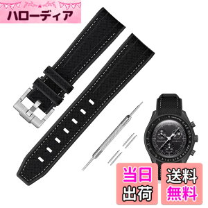 �y���������z[Jumpsunfun] 20mm ���v�o���h for Omega X Swatch Speedmaster MoonSwatch �I���K�ƃX�E�H�b�`�p�V���R���x���g Quick Release �����H��t�� �F�F�u���b�N�E�z���C�g�X�e�b�`