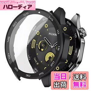 �y���������zJXRICH �Ή� HUAWEI WATCH GT4 �P�[�X �Ή� 46mm �y�� PC+�����K���X �t�@�[�E�F�CGT4 �p �ی�J�o�[ �����x �����ȒP �ϏՌ� �S�ʕی� WATCH GT 4�J�o�[ 46mm �J�o�[ �Ή� �F�F�u���b�N�A�T�C