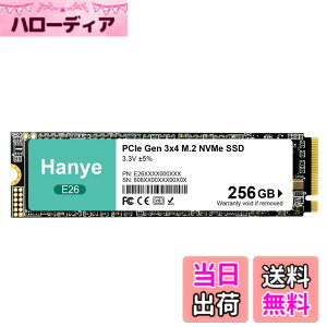 �y���������zHanye �����^ SSD PCIe Gen3x4 M.2 NVMe 2280 3D NAND E26 �������K�i ���[�J�[3�N �T�C�Y�F256GB