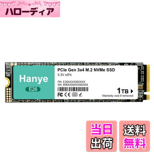 �y���������zHanye �����^ SSD PCIe Gen3x4 M.2 NVMe 2280 3D NAND E26 �������K�i ���[�J�[3�N �T�C�Y�F1TB