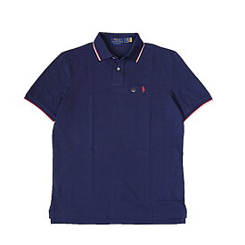 POLO RALPH LAUREN ポロ ラルフ ローレン メンズ クラシック フィット メッシュ ポロシャツ ネイビーブルー ライン入り