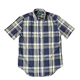 GITMAN VINTAGE ギットマン ヴィンテージ BLUE ARCHIVE COTTON LINEN BD SHIRT コットン リネン チェック ボタンダウン 半袖カジュアルシャツ アメリカ製