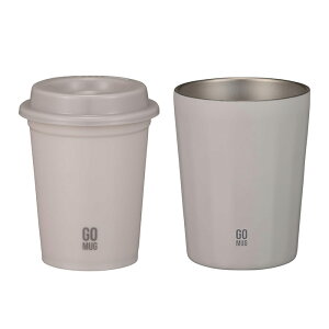 シービージャパン(CB JAPAN)CAFE GOMUG ステンレスマグ 真空断熱 2層構造 300ml + インナーカップ 食洗機対応 250ml セット グレージュ ゴーマグカップセットS コンビニ コーヒーカップ