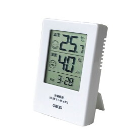 ★メール便送料無料★クレセル デジタル時計付き温湿度計 facy CR-2600W　ホワイト