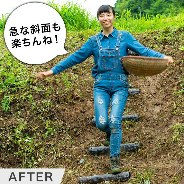 楽天市場】斜面階段 仮設階段 斜面を削らず2本の杭で設置 山道 坂道 