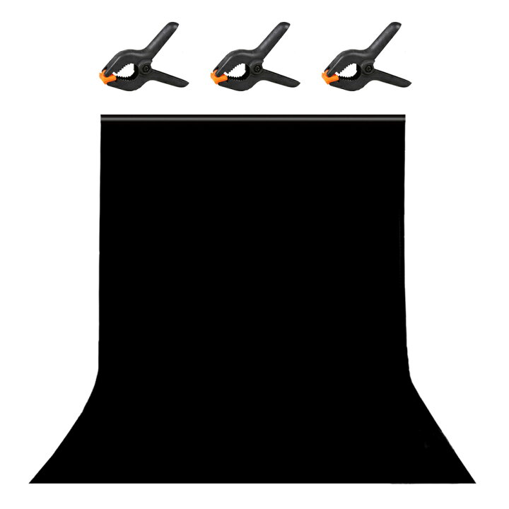 楽天市場 送料無料 Hemmotop 背景布 黒布 強力クリップ 3点 付き 1 8m X 2 8m 撮影 暗幕 ブラック 無地 生地 背景シート 背景スタンド ポール対応 バックスクリーン ポリエステル アイロン掛け可 180 X 280 Cm Hemmotop 楽天市場店