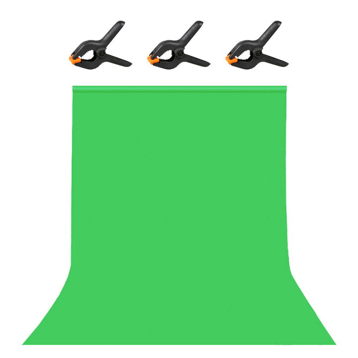 楽天市場 送料無料 Hemmotop 背景布 緑 強力クリップ 3点付き グリーンバック 1 8m X 2 8m 布バック 無地 クロマキー 写真スタジオ バックスクリーン ポール対応 全身撮影 180 X 280 Cm Hemmotop 楽天市場店