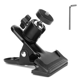 Hemmotop 雲台 クリップ カメラ マウント 強力 VIVE/一眼レフ/ストロボ 適応 カメラスタンド 最大荷重1KG 1/4ネジ 360度回転可能 どこにでも挟める 強化アルミ製