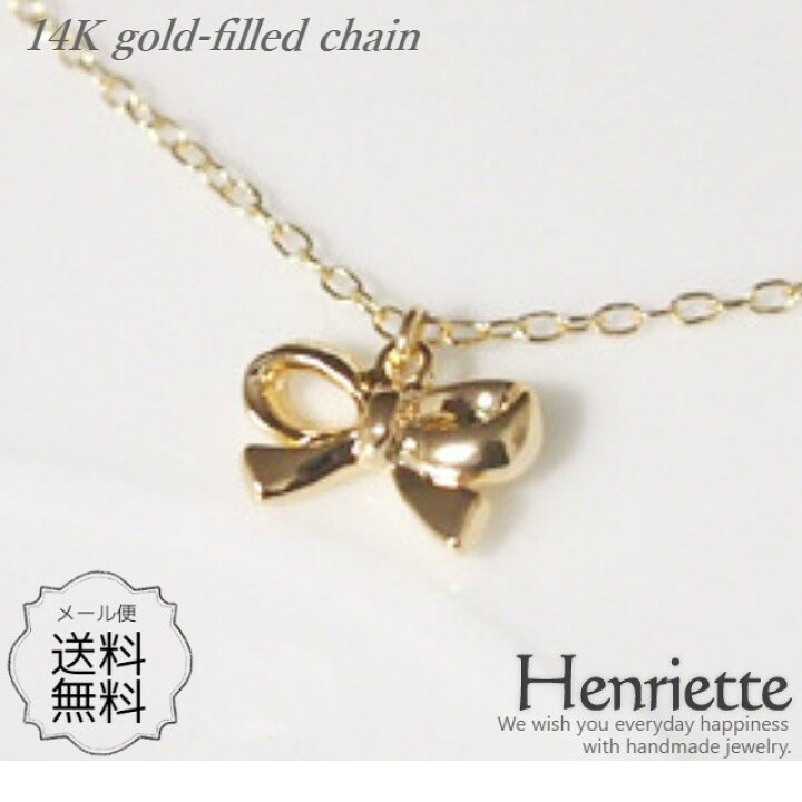 楽天市場】ネックレス レディース K14GF リボン ネックレス ゴールド 