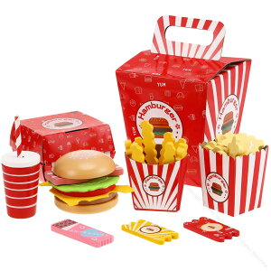 おままごと キッチンおもちゃ 料理ごっこ遊び おままごとセット 木製 ハンバーガー フライドポテトセット かわいい キッチン食器 キッチンごっこ遊び 夏休み 誕生日 バースデー 出産祝い