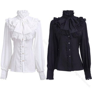 大人用コスチューム レディース長袖シャツ 舞台衣装 女性フリルトップス レトロシャツ パンク 欧風 ヨーロッパ風 王子様 貴族コスプレ 吸血鬼 ステージ衣装 ハロウィンコスチューム ハロウ