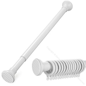 カーテン つっぱり棒 2m ホワイト 伸縮式 カーテンレール 突っ張り式 130cm-240cm サッシ窓用 室内設置可能 強力耐荷重 突っ張り棒240cm 18カーテンリング付き