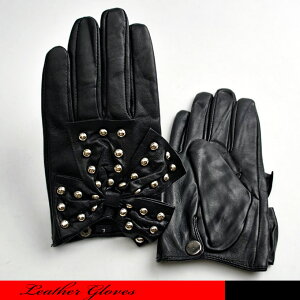 手掌にV字に切り込が入ったセクシーなリボン付きのフェミニンな革手袋です。☆革手袋/シープスキン/レザー手袋/セクシー/ビックリボン/セックスアンドシティー/ブラック/ギフト/