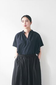 コットンシルク　ダーシャトップ　ノアール　miiThaaii(ミーターイー)　fog linen work(フォグリネンワーク)