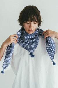 コットン マーヤ スカーフ リーフブルー fog linen work(フォグリネンワーク)