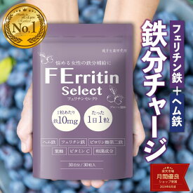 ＼ブランド累計170万袋突破／フェリチン鉄 1粒で鉄10mg 噛んで食べれるチュアブル ヘム鉄 サプリメント 葉酸 ビタミンC 30粒 30日分 フェリチンセレクト ビタミンB6 ビタミンB12 ピロリン酸第二鉄 鉄分不足 健康