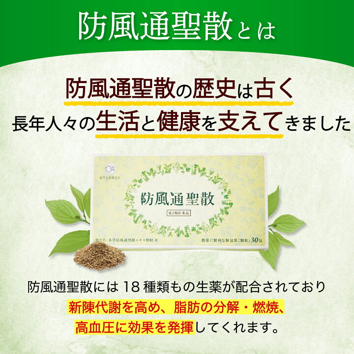 楽天市場 第2類医薬品 防風通聖散 30包入り 漢方 ダイエット 生薬 肥満 肥満症 燃焼 老廃物 分解 排出 のぼせ むくみ 便秘 湿疹 皮膚炎 肩こり 動悸 ニキビ 便秘解消 漢方生薬研究所 楽天市場店