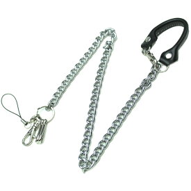 定形外郵便限定　送料無料チェーン 細 ストラップ レザーショートストラップ付 レザーストラップ パスケース 財布 スマホ 鍵 キーチェーン