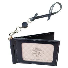 リール 革ストラップ付 回転式 4面収納パスケースカードケース 定期券入れ 社員証入れ日本製 本牛革 レザー