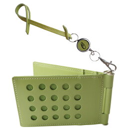 イニシャル リールストラップ付 ドット 穴開き 回転 牛革パスケース4面 定期券入れ 通勤 通学定形外郵便限定 送料無料