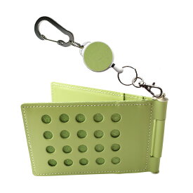 リール カラビナ付 ドット 穴開き 回転 牛革パスケース4面 定期券入れ 通勤 通学定形外郵便限定 送料無料