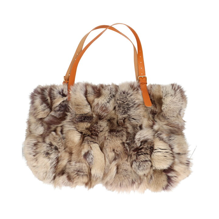 楽天市場】ファーバッグ トートバッグ リアルファー 大容量 ブルー  